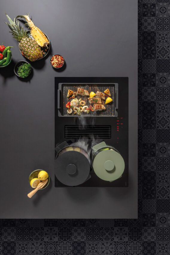 1851 Novy Easy black 90cm ambient topview DAMP GRILLPLAAT